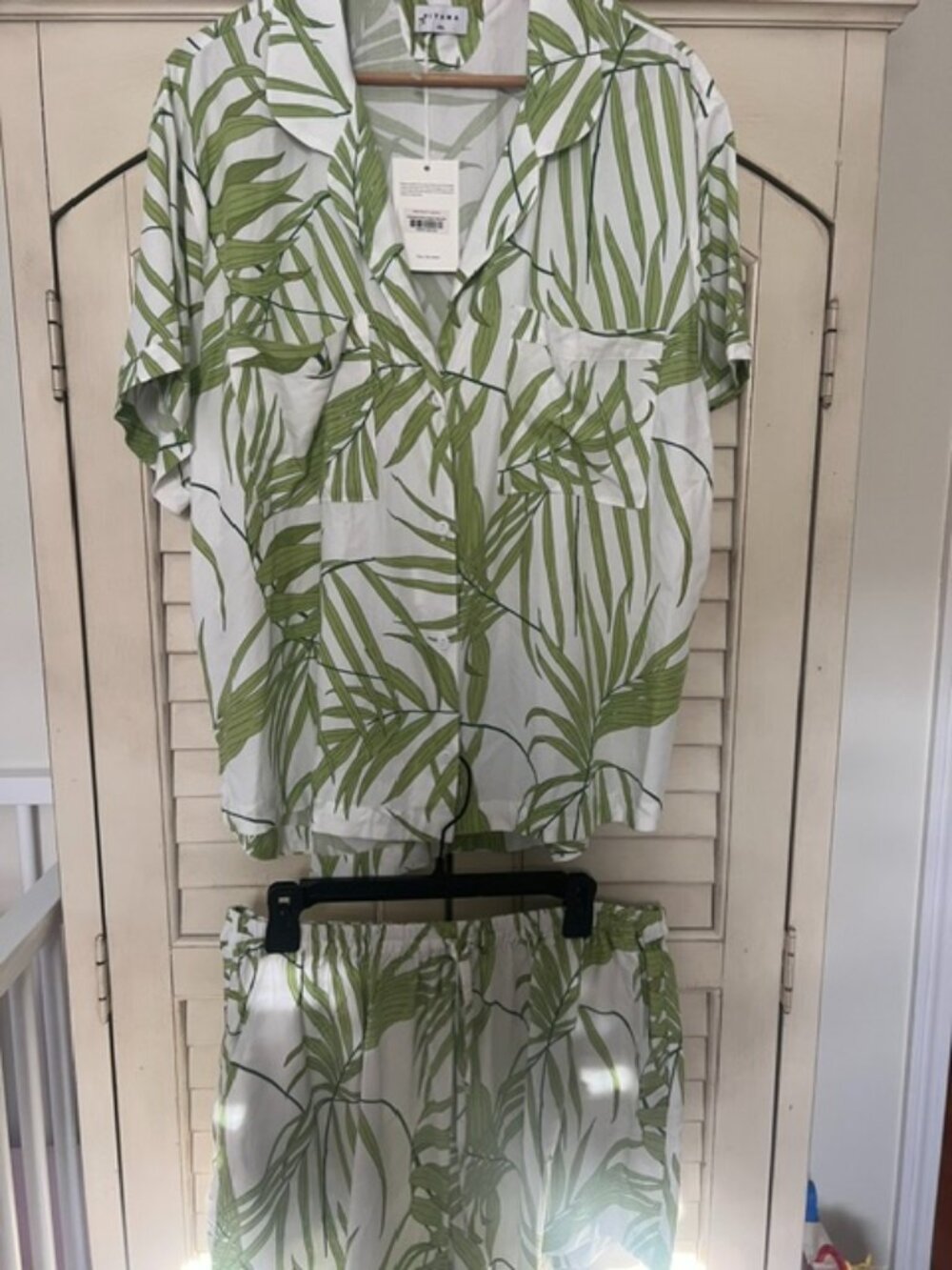 PIYAMA Abigail Jungle Palm Womens' Pajama Set Shirt and Shorts - XXL